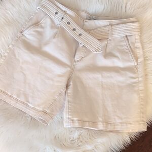 Ann Taylor Cream Belted Shorts